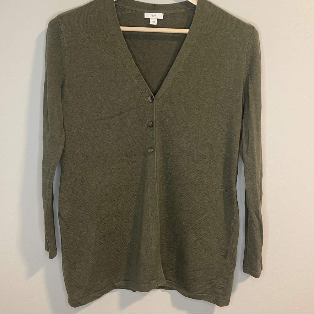 J.Jill linen blend cardigan Green Large